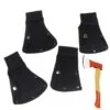 Five different sized axe sheaths with a small hatchet.