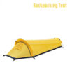 A yellow colored bivy tent, displayed erected.