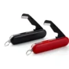 A black and red box cutter pocket knife.
