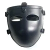 A black colored, bullet proof face mask.