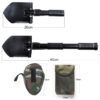A folding camping shovel with separate shovel head and carry bags displayed.