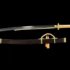 A sacred, ceremonial sword Dao displayed above its decorative scabbard.