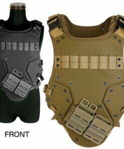 Brown color torso combat armor with a separate black color torso combat armor displayed on dummy body for demonstration.