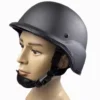 A manikin head, outfited with a black M88 helmet.