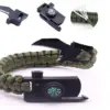A survival paracord bracelet with a built-in knife and compass.