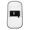 A clear, transparent police riot shield.