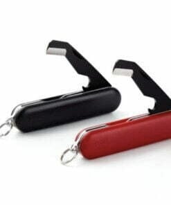 Two folding pocket knives with safety box cutter blades half unfolded.