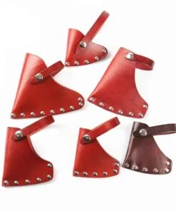 Six different sized tomahawk sheaths.