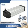 A 60v 15ah ebike battery with electric bike and battery specifications displayed.