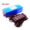 6ah 36v lithium battery with charger and battery power information.