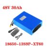 A 48v 30ah lithium battery with charger and battery specifications listed.