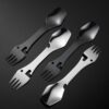 Four fork, spoon, knife eating tools.