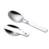 A folding camping spoon