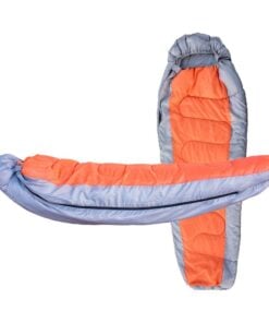 A hammock sleeping bag shown cocooning a hammock, and as a normal sleeping bag.