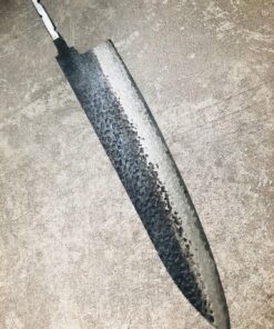 A Damascus kitchen knife blank.