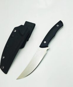 Best deer skinning knife displayed next to its sheath.