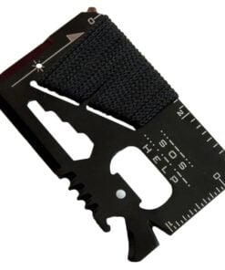 A survival knife credit card multi tool.