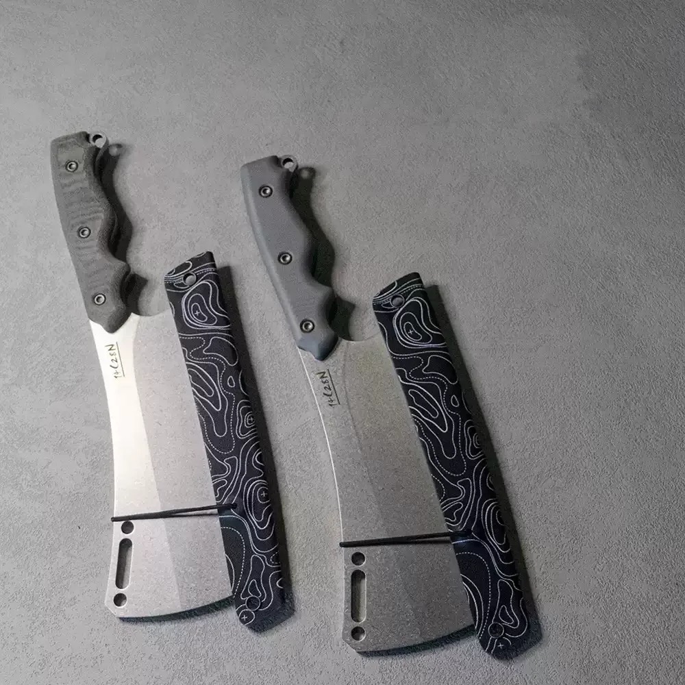 Tactical Cleaver Knife Two Tactical cleaver knife models displayed side-by-side.