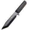A black colored, fixed blade tactical knife.