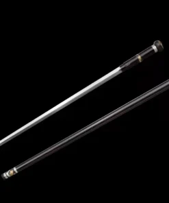 A decorative sword stick and its scabbard.