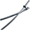 A plastic Katana bokken with its blade crossed over its scabbard.