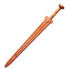 A straight, double edged, highly decorative wood training sword.