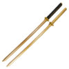 Two bokken Katana bamboo swords, side-by-side.