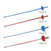 Four toy fencing swords of differing colors diplayed in-line from top to bottom.