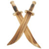 Two wooden knives with blades crossed.