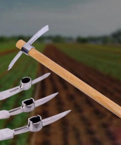 A small mini mattock, with three replacement pick heads below.