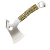 A full tang, mini axe hatchet with a para-cord handle wrap.