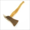 A copper alloy fire axe with a wooden handle.