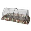 A smal personal, pop up mosquito net tent displayed erected.