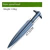 A double edged hog spear tip with size and other product information.