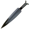 A black colored knife spear head.