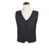 A black colored concealable bulletproof vest, with a fashionable v-neck design, displayed on a manekin torso.