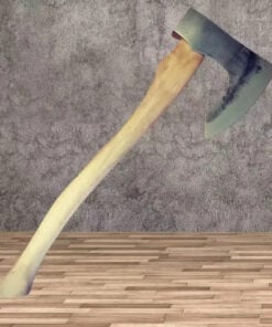 A bearded axe with a wooden handle.