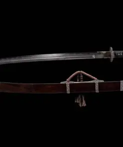 A Yanmaodao Ming Dao sword, displayed next to its scabbard.