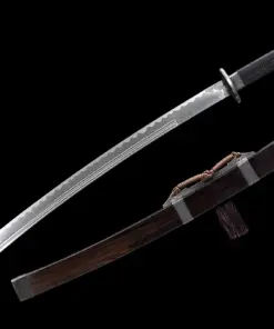 A Yanchidao one hand sword displayed next to its scabbard.