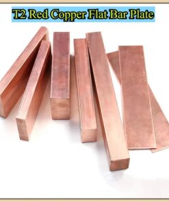 Multiple red copper bars and flats of differing sizes.