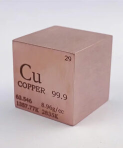 A pure red copper cube block.