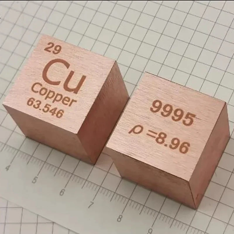 Copper Cube Two pure red copper cube blocks.