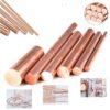 Round red copper rod material of various sizes, along with use examples.