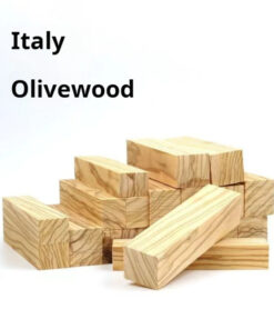 Multiple Italian olive tree wood lumber blocks.
