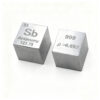 Two pure antimony metal cubes.