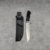 A fixed blade survival knife displayed next to its kydex sheath.