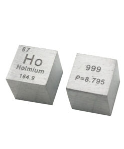 Two holmium metal cubes.