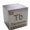 A pure terbium metal cube sample.