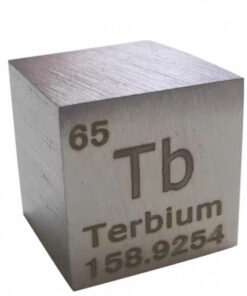 A pure terbium metal cube sample.