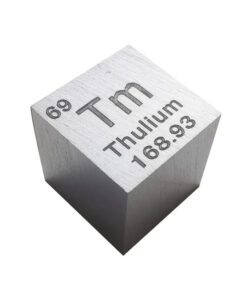A thulium metal cube element collection sample.